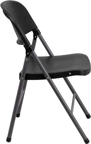 Vista 10 de Flash Furniture HERCULES Series Silla plegable de plástico negro con marco de carbón de 330 libras