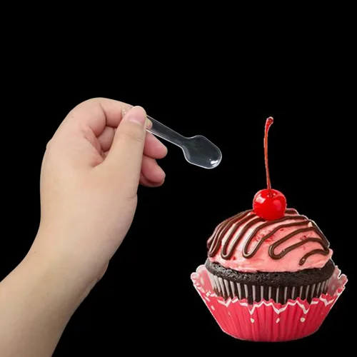 Vista 5 de Honbay 200 cucharas desechables de degustación, pequeñas cucharas de muestreo de plástico, mini cucharas de helado de alimentos transparentes