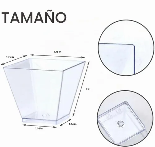 Vista 2 de Vasos de postre de plástico cuadrado transparente, mini cubo de 2 onzas, paquete de 40