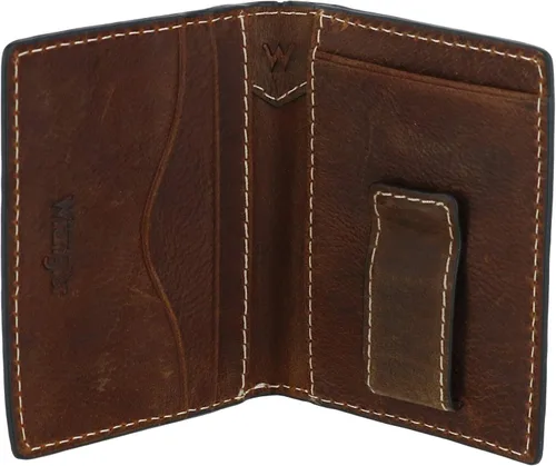 Vista 2 de Wrangler Cartera de piel para hombre con clip para dinero, coñacmarrón, Cartera con tarjetero