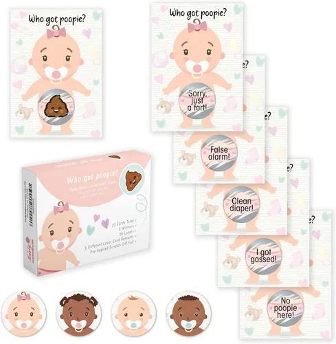 Vista 9 de Party Hearty Deliciosa diversión para baby shower – 50 divertidos arañazos de Poopie – Ideal para todos los géneros 50 tarjetas, divertida