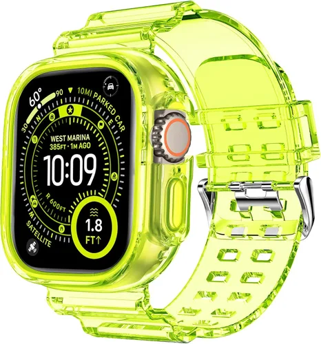 Vista 10 de DABAOZA - Correa transparente compatible con Apple Watch de 1.772 in y 1.732 in, con purpurina transparente Women Men,Glitter Bling TPU