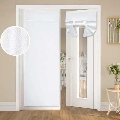 Vista 22 de HOMEIDEAS Cortinas opacas de lino con luz lateral para puerta delantera, cortinas de ventana de puerta lateral, ventana pequeña, decoración moderna