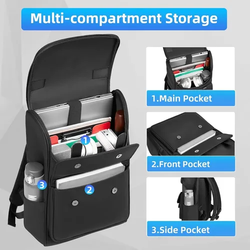 Vista 6 de Mochila vintage para laptop para hombres y mujeres, mochila de viaje de 15.6 pulgadas, mochilas impermeables de negocios y universidades, mochilas
