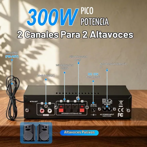 Vista 3 de AK35Pro Bluetooth 5.0 Mini amplificador estéreo de 2 canales para altavoces