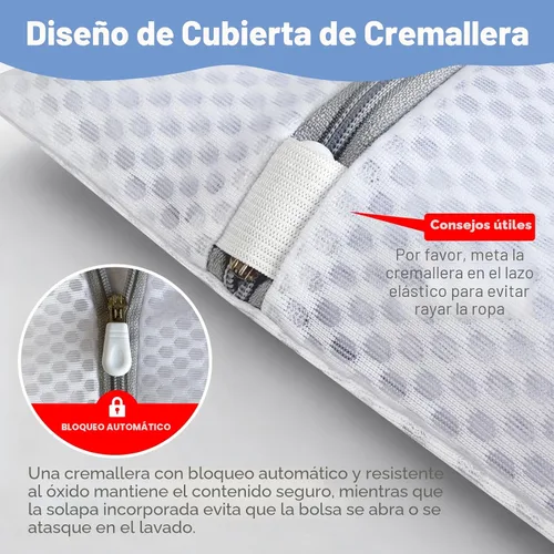 Vista 2 de Bolsas de lavandería de malla para ropa delicada, malla de nido de abeja mejorada y malla fina, extra duraderas con cremalleras resistentes