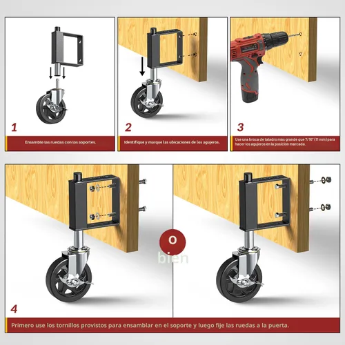 Vista 6 de HOLKIE Lanzador de Puerta con Resorte Resistente, Rueda de Puerta Giratoria con Resorte, Ruedas Giratorias para Puerta de Madera y Valla, Capacidad