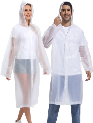 Vista 76 de 2 abrigos de lluvia de Borogo para adultos, chaquetas de lluvia reutilizables para hombres y mujeres