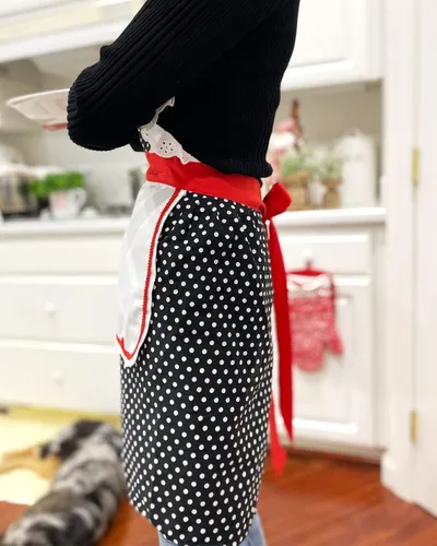 Vista 6 de Delantales de uniforme de cocina para mujer, negro, talla única de EE. UU