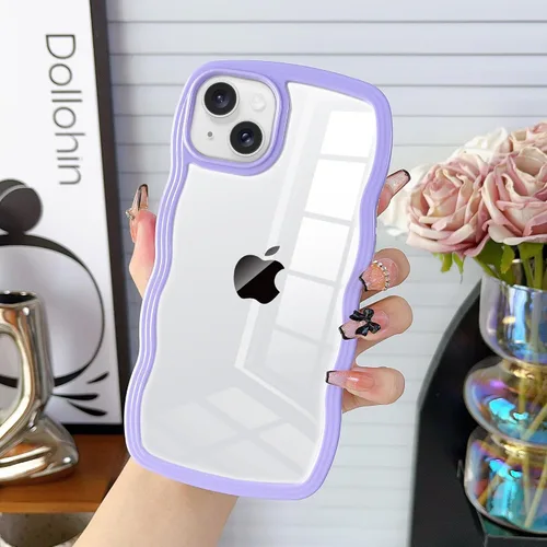Vista 9 de Funda para iPhone 15 Plus, diseño femenino rizado, ondulado, transparente, de silicona, híbrido, a prueba de golpes, ultrafino, estético, protector