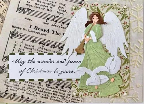 Vista 3 de Troqueles de metal de ángel, plantillas musicales de corte de ángel para manualidades, álbumes de recortes, fotos, papel decorativo en relieve