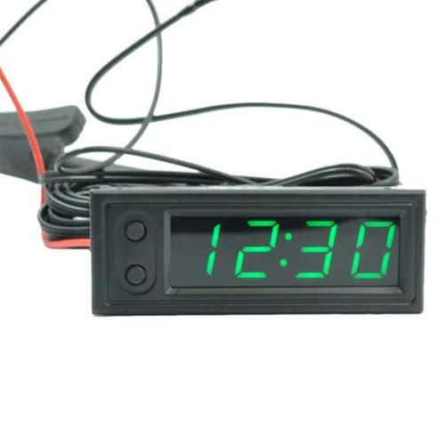 Vista 6 de Reloj de coche Termómetro Voltímetro Reloj de temperatura del coche - Reloj de coche 12V 3 en 1 Termómetros Voltímetro Medidor Reloj electrónico LED