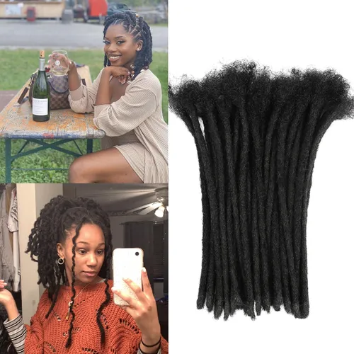 Vista 29 de Extensiones de Cabello Humano Loc Extensiones de Cabello Humano 4 Pulgadas 10 Hebras 0.08 Pulgadas de Ancho Hechas a Mano Extensiones de Rastas 0.1