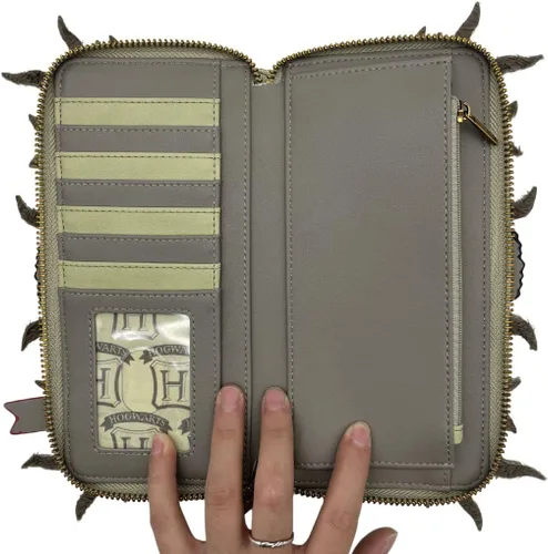 Vista 3 de Loungefly Cartera del libro de monstruos de Harry Potter, Marrón, Cartera con cremallera alrededor
