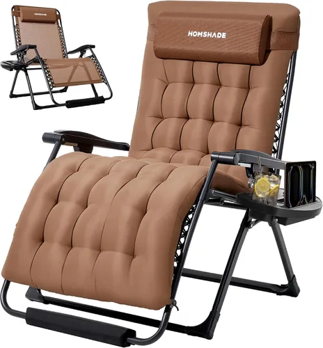 Vista 12 de HOMSHADE Silla de gravedad cero de gran tamaño XXL de 33 pulgadas, soporta Gris