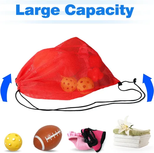 Vista 102 de GSE Games & Sports Expert Bolsa de malla con cordón para béisbol, pelotas de pickleball, pelotas de golf, gimnasio, equipo de natación, lavandería
