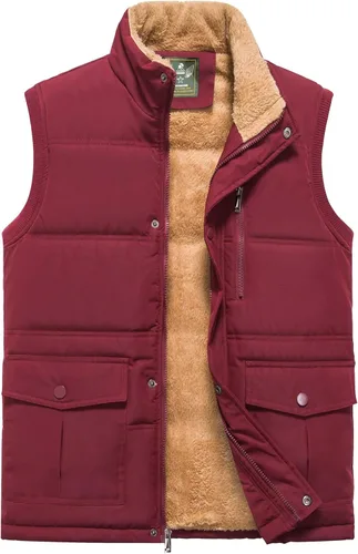 Vista 15 de XinYangNi Chaleco de invierno con forro polar para hombre, chaqueta de burbujas cálida e informal