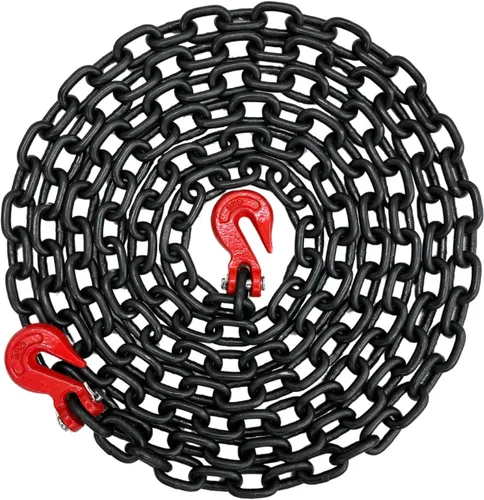 Vista 14 de Cadena de transporte de grado 80 de 1/4 pulgadas x 10 pies – 3,500 libras WLL – gancho de agarre de horquilla, amarre, remolque