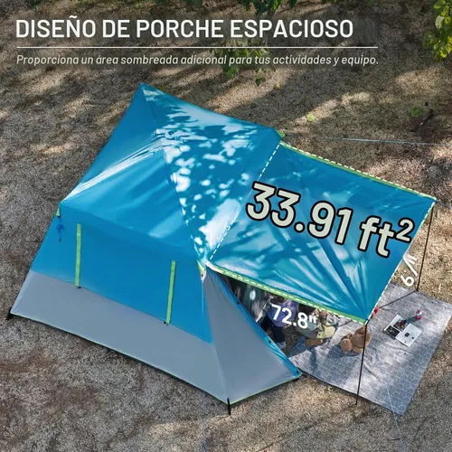 Vista 4 de EVER ADVANCED Blackout 6 Person Camping Tent, Instant Cabin Tent for Family with Vestibule and Large Mesh Windows, 60s Easy Setup, Double Layer