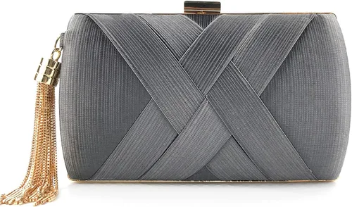 Vista 9 de Elegante bolso de mano de seda con colgante de borla para mujer, para novia, boda, graduación, fiesta de noche