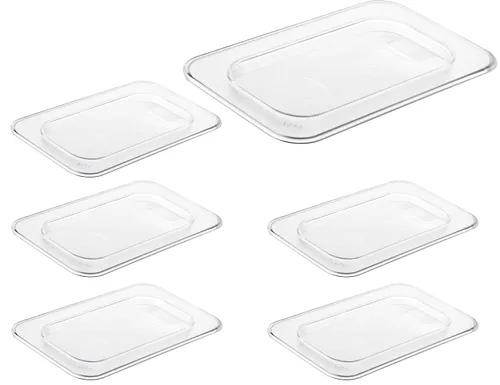 Vista 41 de CURTA Paquete de 6 bandejas de comida NSF, tamaño medio de 2 1/2 pulgadas de profundidad, plástico de policarbonato comercial transparente apto