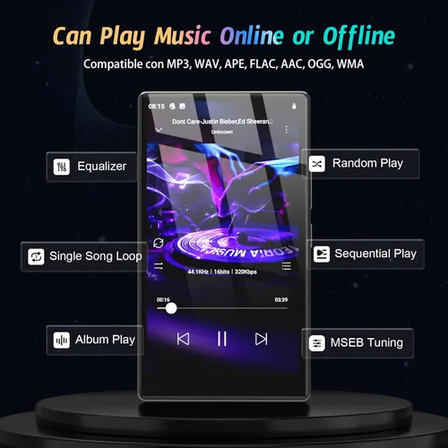 Vista 2 de Reproductor MP3 de 5 pulgadas con sistema operativo Android 13, reproductor MP3 de 96 GB con Bluetooth y WiFi, reproductor MP4 HD 1080P, reproductor
