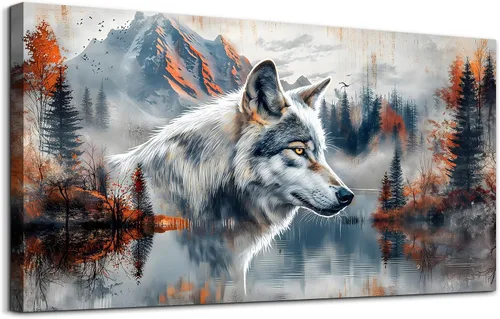 Vista 7 de Lapremoly Decoración de pared para sala de estar, arte de pared grande para dormitorio, olas azules del mar, ilustraciones de pared, oficina