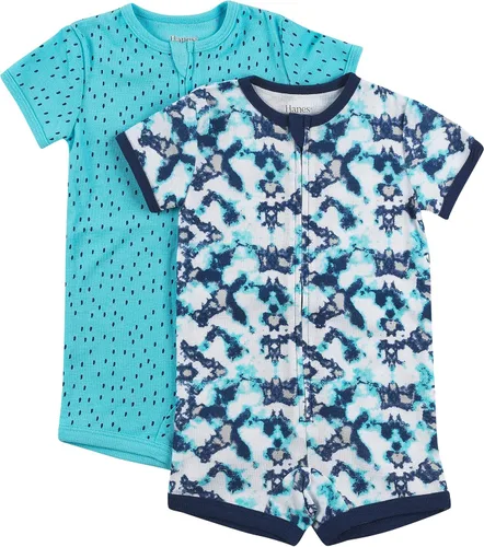 Vista 6 de Hanes Mameluco de manga corta con cremallera para niños y niñas, paquete de 2