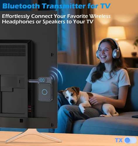 Vista 5 de KAIY Receptor transmisor Bluetooth 5.4 para avión y TV, adaptador de audio AUX Bluetooth de 0.138 in con pantalla LCD, kit manos libres