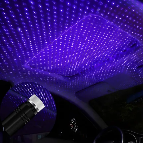 Vista 10 de Lámpara USB de Noche, Proyector de Estrellas, Luz Nocturna Ajustable, Luces Interiores Románticas en Rojo para Auto, Luces de Techo Portátiles