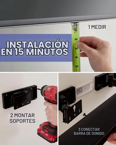 Vista 7 de Sanus Soporte de pared universal extensible para barra de sonido, compatible con la mayoría de barras de sonido, soportes de altavoz debajo de TV