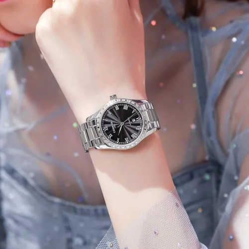 Vista 16 de Reloj mecánico automático para mujer Carnival con banda de acero inoxidable