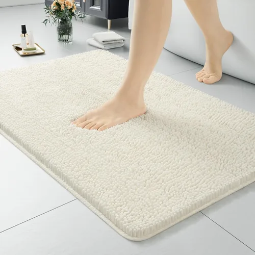 Vista 17 de LOCHAS - Alfombra de baño de lujo lanuda de 24 x 17 pulgadas, color beige