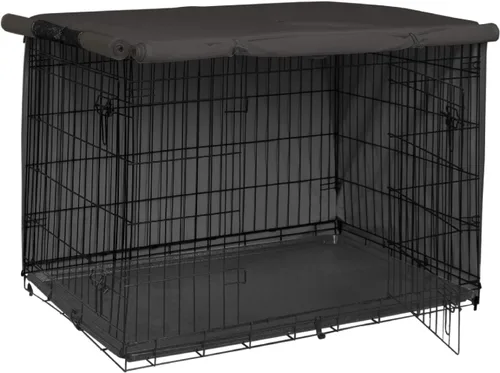 Vista 9 de Explore Land Funda para jaula de perro de poliéster resistente, parasol universal para jaula de alambre de 18 pulgadas (negro)