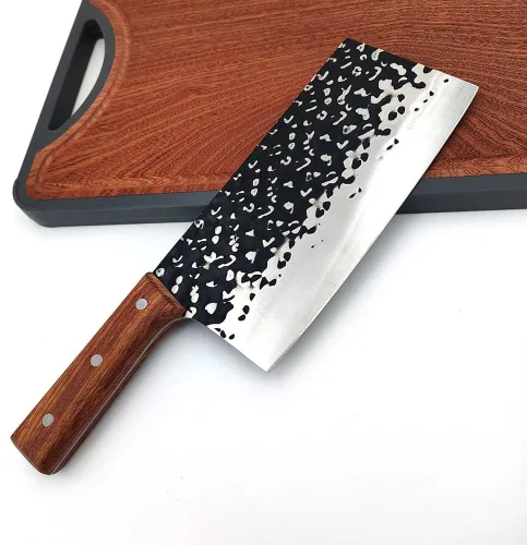 Vista 3 de Cuchillo de carnicero de carne, cuchillo de corte de forja de martillo para el hogar, cuchillo comercial de acero inoxidable para rebanar, cuchillo