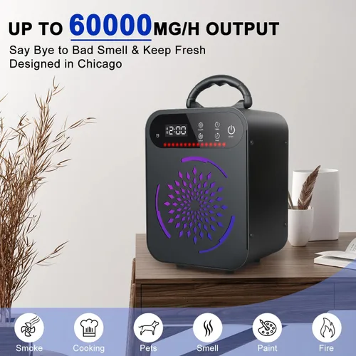 Vista 2 de YuanFan - Generador de ozono de 60000 mg, máquina de ozono YuanFan para eliminación de olores para el hogar, humo, garaje, olores de mascotas/coche