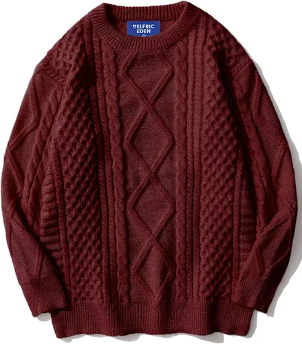 Vista 8 de Aelfric Eden Oversized Knit Sweater Solid Vintage Pullover Unisex Woven Crewneck Knitted Tops