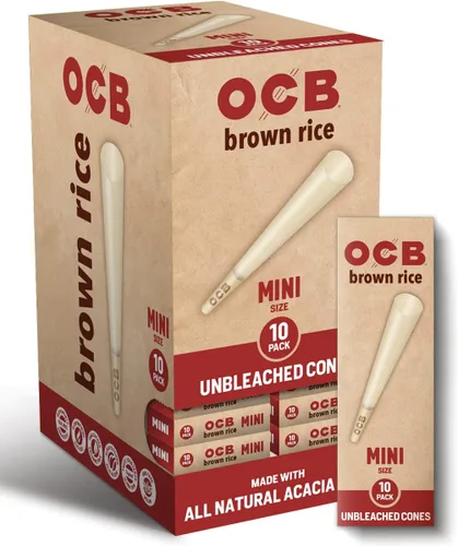 Vista 2 de OCB Conos de papel de liar preenrollados de arroz integral sin blanquear 1¼ Tamaño (3.307 in) Tamaño - 6 conos