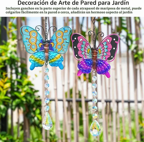 Vista 7 de YU FENG - Paquete de 2 atrapasoles de mariposa, prisma de cristal, decoración para colgar en la ventana