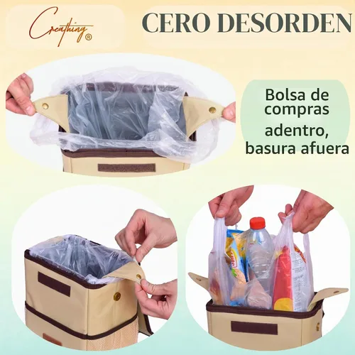 Vista 2 de Creathing - Bote de basura para coche, impermeable, con tapa, consola o asiento