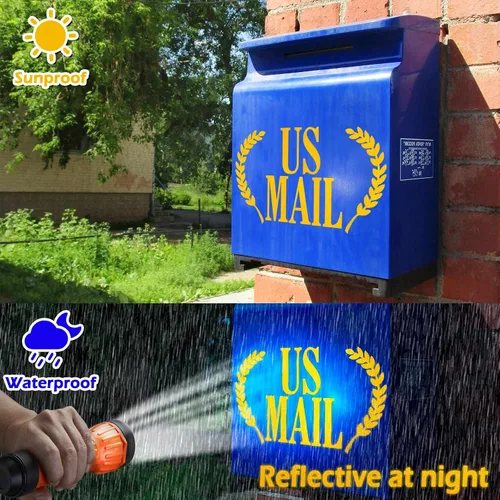 Vista 4 de Seloom 4" Calcomanías reflectantes para números de buzón y letras para exterior, adhesivas, números de buzón 4 juegos (0-9), letras 2 juegos (A-Z)