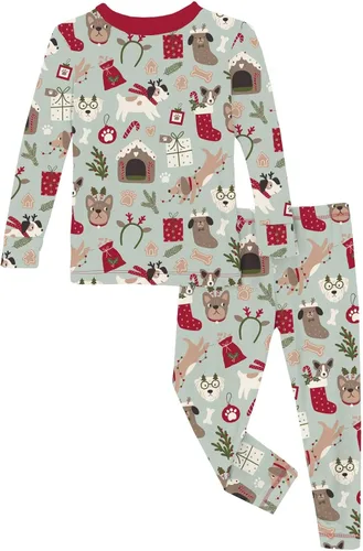 Vista 112 de KicKee Pants Conjunto de pijama de manga larga con estampado de piezas