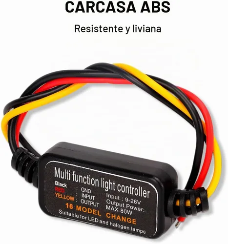 Vista 5 de Controlador estroboscópico de flash LED, 80 W universal DC9‑26 V, 16 modos estroboscópicos, luz de freno, intermitente, módulo estroboscópico de luz