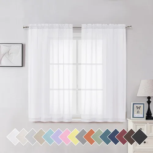 Vista 158 de Aiyufeng 2 paneles de cenefa transparente negra de 14 pulgadas de largo, cortinas cortas negras transparentes para dormitorio, cortinas de cocina