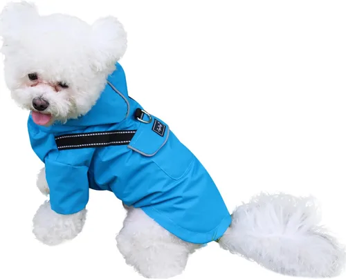 Vista 2 de JoyDaog Impermeable prémium para perro con capucha para perros extra pequeños, chaqueta impermeable para deportes al aire libre, impermeable