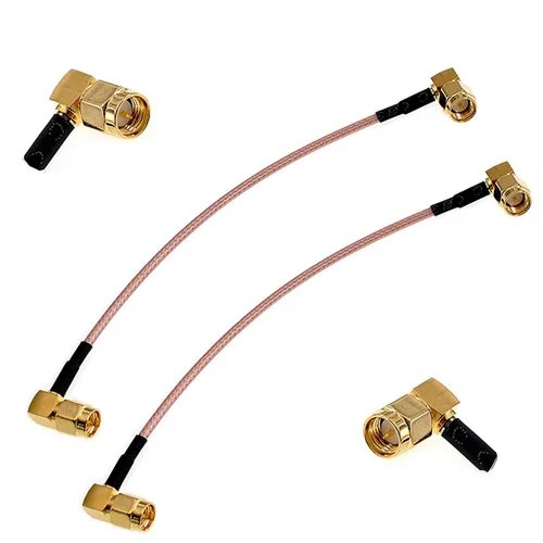 Vista 2 de 2 unids 3.3 ft/39.3 "SMA macho en ángulo recto a SMA macho extensión de ángulo recto RG316 cable coaxial puente ideal para transmisión de señal