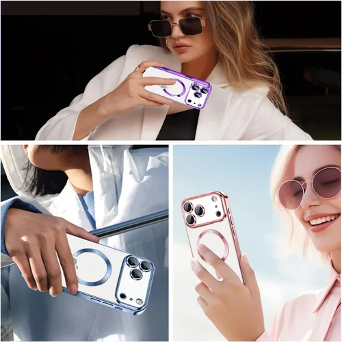 Vista 8 de Misscase Funda magnética transparente para iPhone 18 Pro con protector de pantalla de privacidad, protector de lente de cámara, funda magnética Rojo