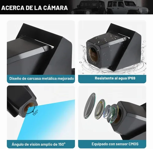 Vista 2 de EWAY Classic 3.0 - Cámara de respaldo ajustable para Jeep Wrangler JK JKU Rubicon Sahara Sport Unlimited 2007-2018, carcasa de metal resistente