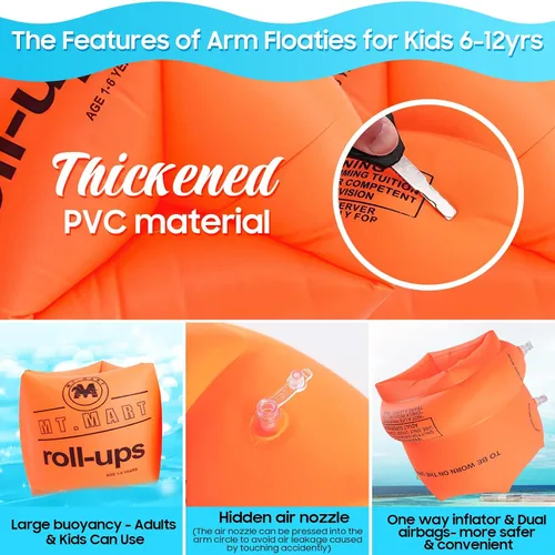 Vista 3 de dfjdskl Arm floaties for Kids - Inflatable Swim Arm Bands, Soft Waterproof PVC Floaties for Swimming Learning, Adult Arm Floaties, Comfortable