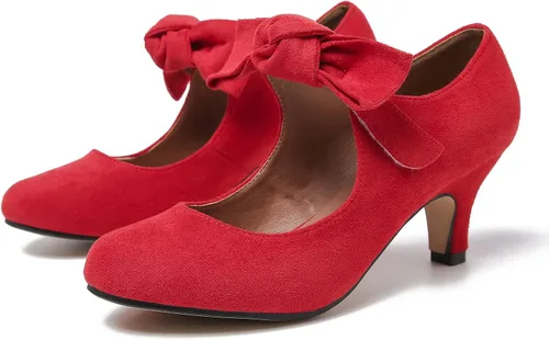 Vista 7 de Zapatos Mary Jane para mujer, tacón de gatito, punta redonda, tacones bajos, correa de tobillo, vestido de boda, zapatos de fiesta de noche